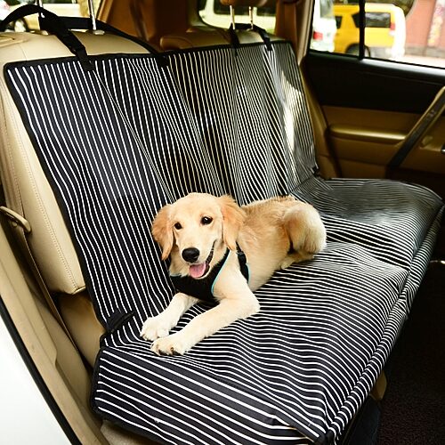 Pet Life CRT2NVS Open Road Mess Free Back Seat Safety Car Seat Cover Protector, Navy Blue & White Stripe - One Size