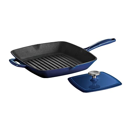 Tramontina Gourmet 11" Enameled Cast Iron Grill Pan + Press, One Size, Blue
