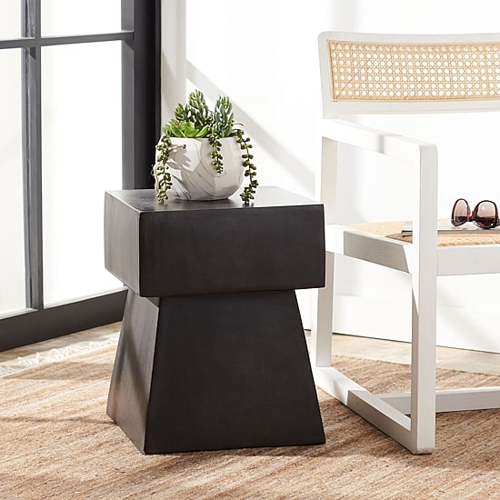 Safavieh Zen Patio Side Tables Weather Resistant Cement Side Table