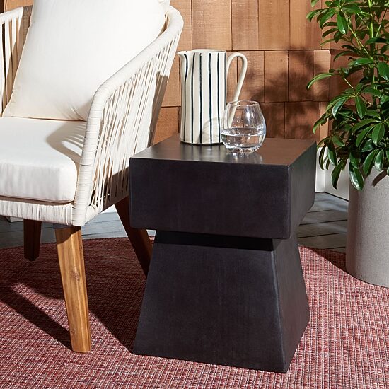 Safavieh Zen Patio Side Tables Weather Resistant Cement Side Table