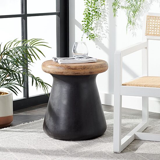 Safavieh Button Patio Side Tables Weather Resistant Cement Side Table