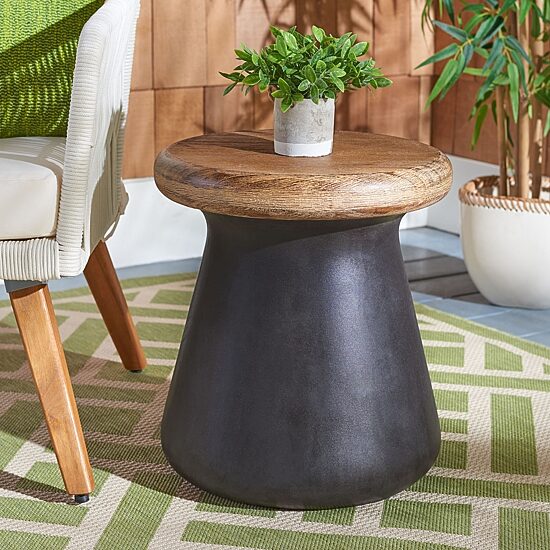 Safavieh Button Patio Side Tables Weather Resistant Cement Side Table
