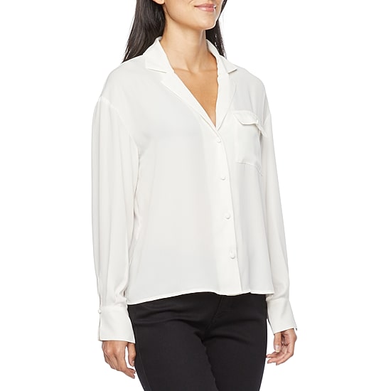 Worthington Womens Tall Cuffed Long Sleeve Regular Fit Button-Down Shirt