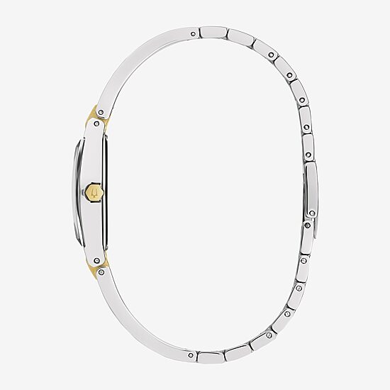 Bulova Modern Gemini Womens Diamond Accent Two Tone Stainless Steel Bangle Watch 98p218