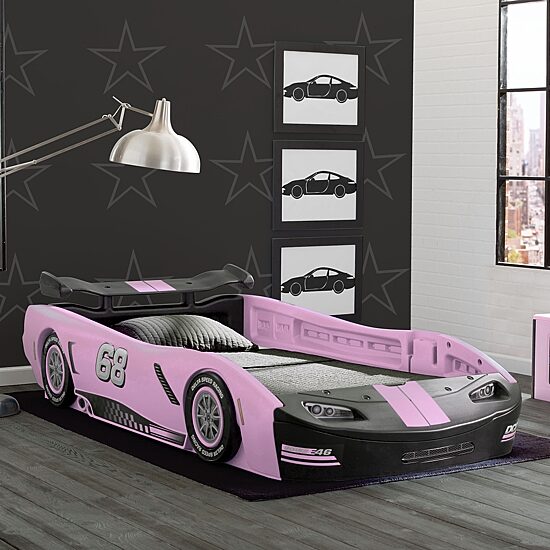 Turbo Race Car Kids Twin Bed in Pink