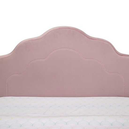 Upholstered Platform Twin Toddler Bed in Velvety Pink