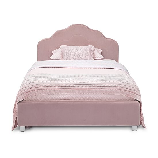 Upholstered Platform Twin Toddler Bed in Velvety Pink