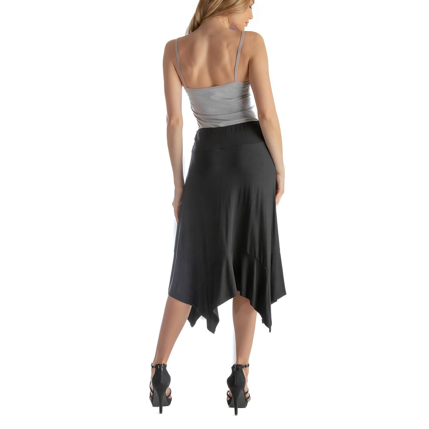24seven Comfort Apparel Womens Mid Rise Midi A-Line Skirt