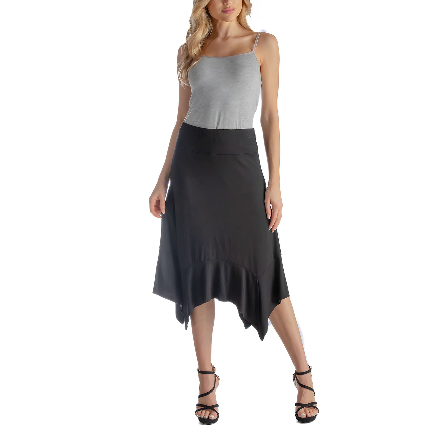 24seven Comfort Apparel Womens Mid Rise Midi A-Line Skirt