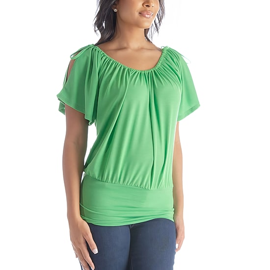24seven Comfort Apparel Womens Scoop Neck Short Sleeve Tunic Top
