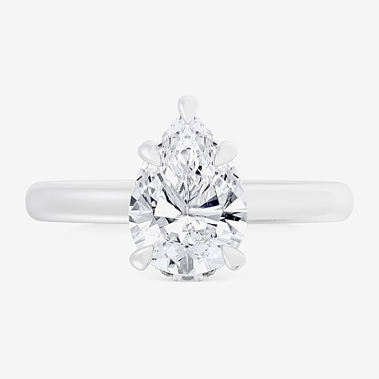 (G-H / Si1-Si2) Womens 1 1/7 CT. T.W. Lab Grown White Diamond 14K Gold Pear Solitaire Engagement Ring