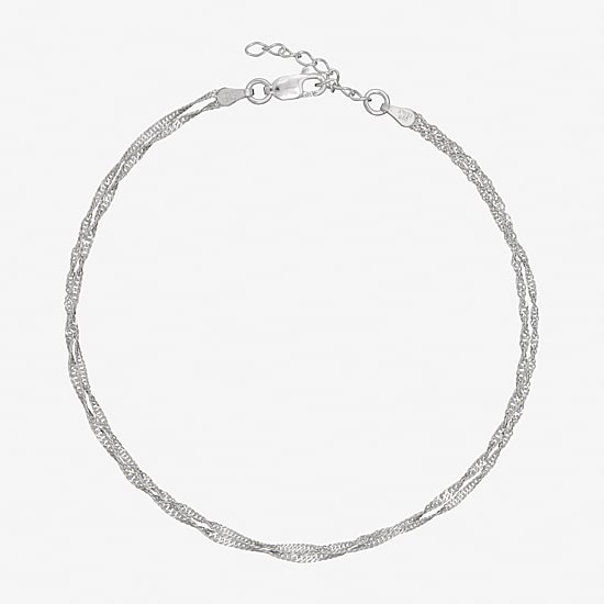 Made in Italy Womens Sterling Silver 9 Inch Solid Link Ankle Bracelet