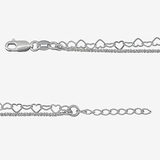 Made in Italy Womens Sterling Silver 9 Inch Solid Link Ankle Bracelet