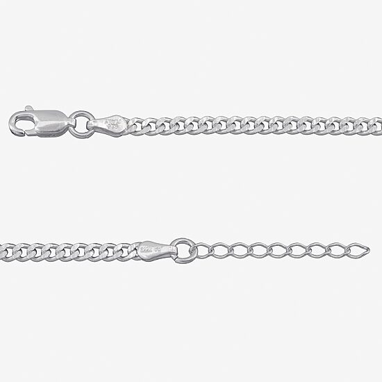 Made in Italy Womens Sterling Silver 9 Inch Solid Curb Ankle Bracelet