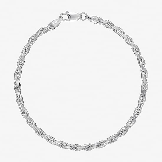 Made in Italy Unisex Adult Sterling Silver 8 1/2 Inch Solid Rope Chain Bracelet