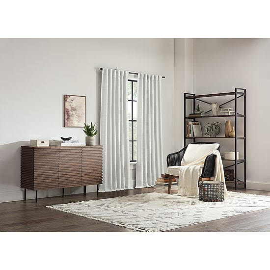Linden Street Gwen Basketweave Solid Rod Pocket Back Tab Light-Filtering Single Curtain Panel