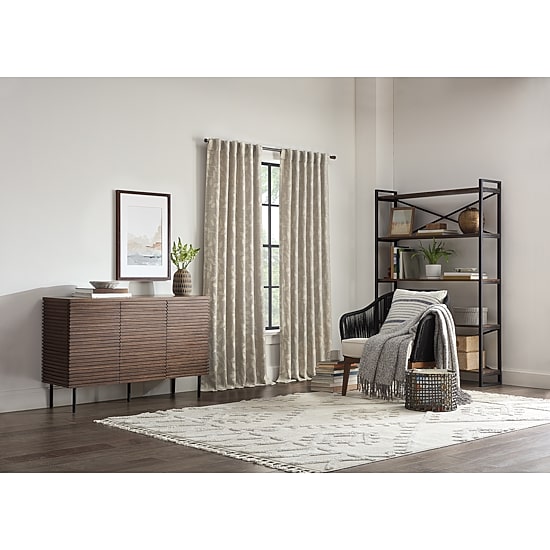 Linden Street Gwen Basketweave Leaf Rod Pocket Back Tab Light-Filtering Single Curtain Panel