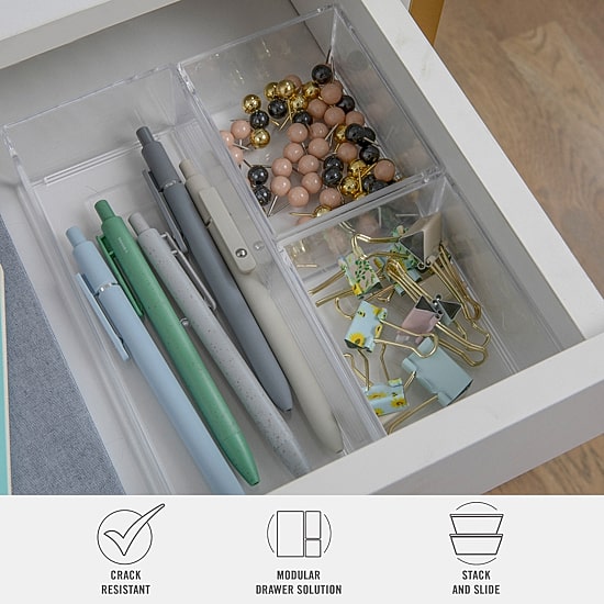 Martha Stewart 3 Piece Clear Desktop Organizers