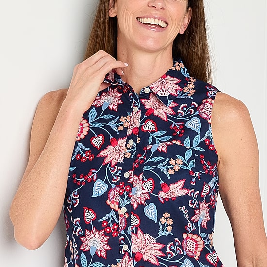 St. John's Bay Womens Sleeveless Regular Fit Button-Down Shirt