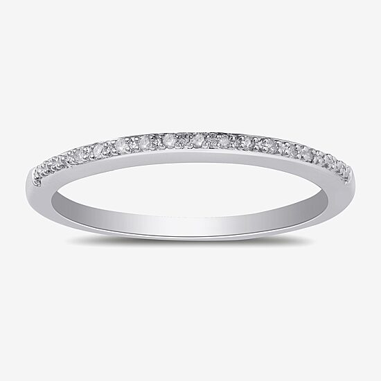 Surrounded by Love Womens 2MM Diamond Accent Natural White Diamond Sterling Silver Wedding Band