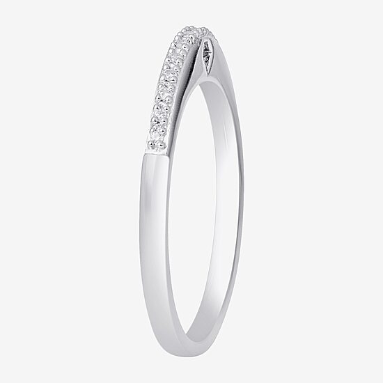 Surrounded by Love Womens 2MM Diamond Accent Natural White Diamond Sterling Silver Wedding Band
