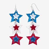 Mixit Patriotic Linear Womens Star Drop Earrings