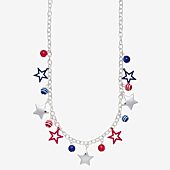 Mixit Patriotic Usa Charm Womens Multi Color 19 Inch Collar Necklace