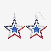 Mixit Patriotic Womens Glass Star Drop Earrings