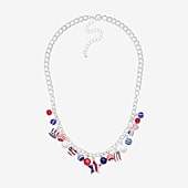 Mixit Patriotic Usa Charm Womens Multi Color 19 Inch Collar Necklace