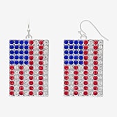 Mixit Patriotic Usa Flag Womens Glass Drop Earrings