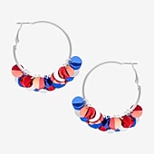 Mixit Patriotic Womens 44.5mm Hoop Earrings