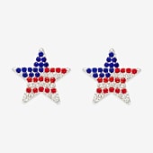 Mixit Patriotic Usa Flag Glass 21.3mm Star Stud Earrings