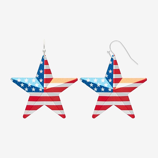 Mixit Patriotic Usa Flag Womens Star Drop Earrings