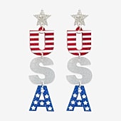Mixit Patriotic Usa Flag Womens Star Drop Earrings