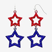 Mixit Patriotic Womens Glass Star Drop Earrings
