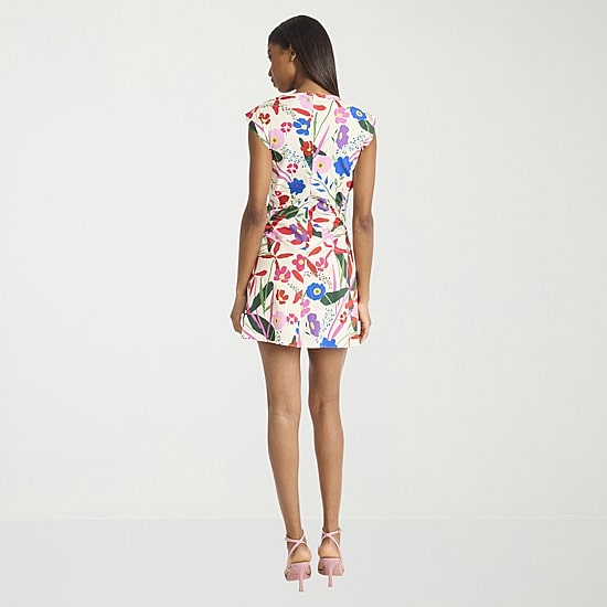 Clover And Sloane Womens Boat Neck Sleeveless Cap Floral Fit + Flare Dress