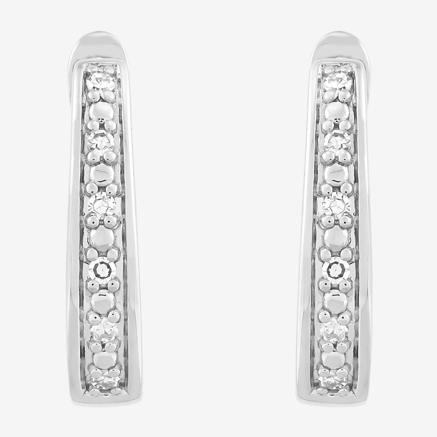 Limited Quantities! Womens 1/10 CT. T.W. Lab Grown White Diamond Sterling Silver 16.1mm Hoop Earrings