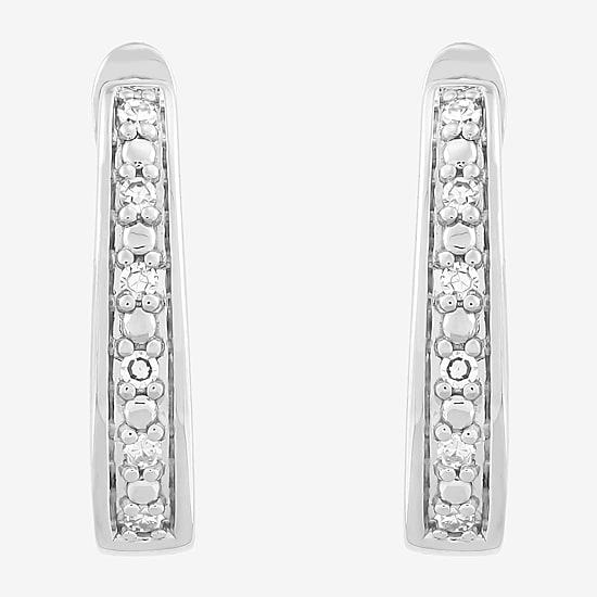 Limited Quantities! Womens 1/10 CT. T.W. Lab Grown White Diamond Sterling Silver 16.1mm Hoop Earrings
