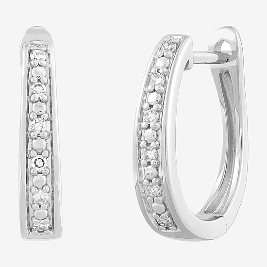 Limited Quantities! Womens 1/10 CT. T.W. Lab Grown White Diamond Sterling Silver 16.1mm Hoop Earrings