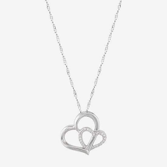 Limited Quantities! Womens 1/10 CT. T.W. Natural White Diamond Sterling Silver Heart 18 Inch Pendant Necklace
