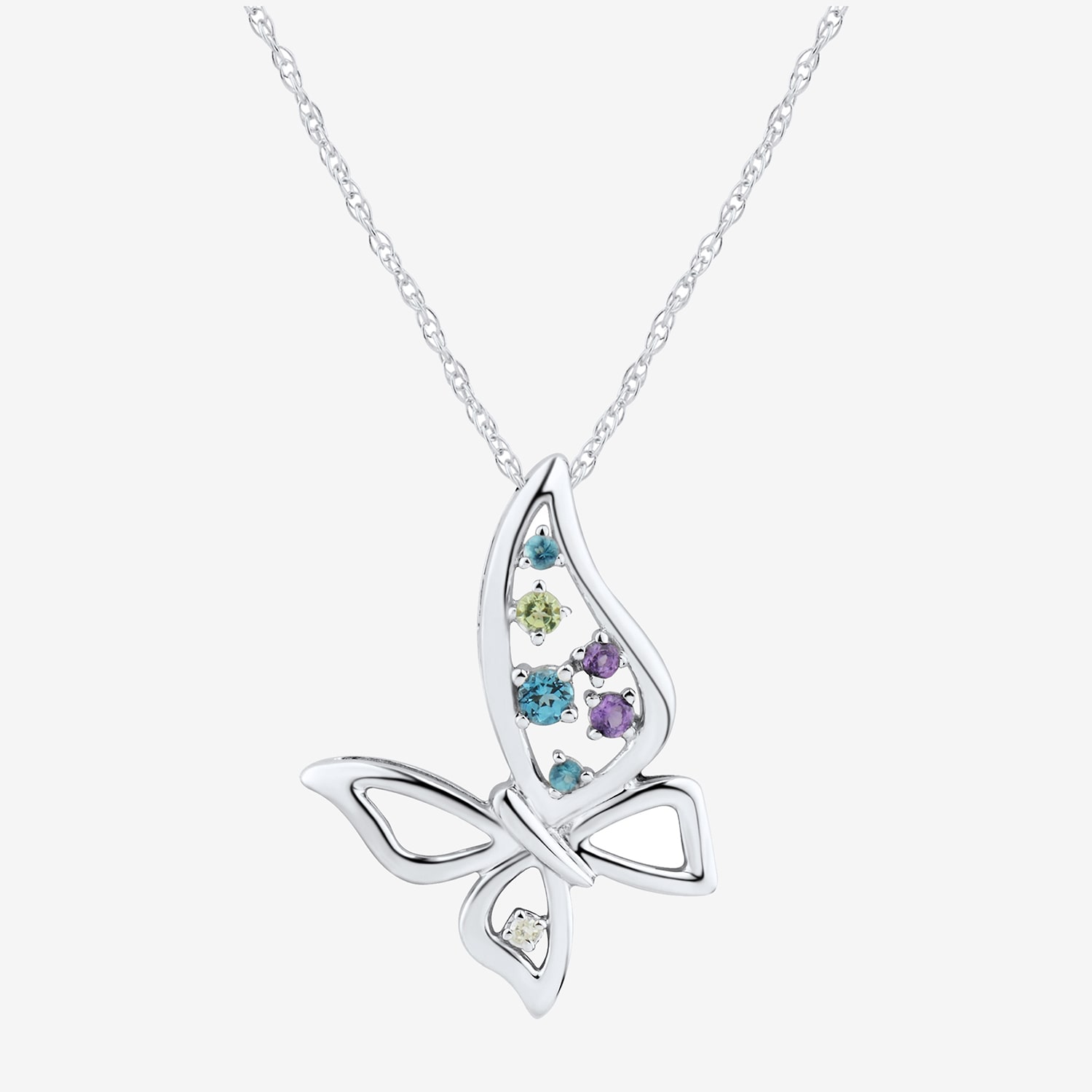 Limited Quantities! Womens Diamond Accent Genuine Multi Color Sterling Silver Butterfly 18 Inch Pendant Necklace