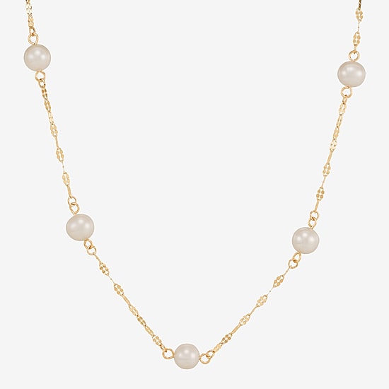 Limited Quantities! Womens White Cultured Freshwater Pearl 14K Gold 18 Inch Pendant Necklace