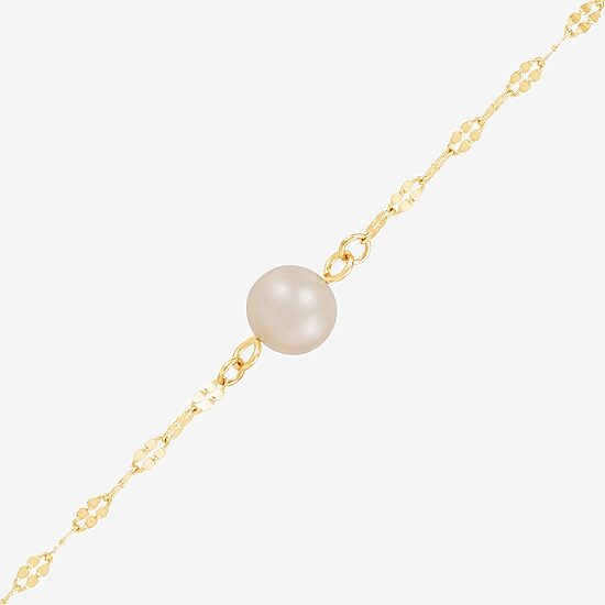 Limited Quantities! Womens White Cultured Freshwater Pearl 14K Gold 18 Inch Pendant Necklace