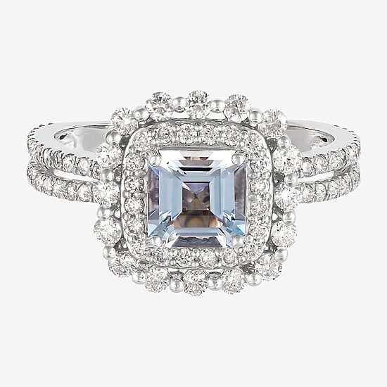 Limited Quantities! Womens 7/8 CT. T.W. Genuine Blue Aquamarine 14K Gold Cocktail Ring