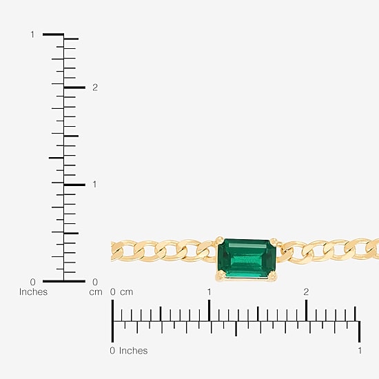 Womens Lab-Created Emerald 14K Gold Over Silver 18 Inch Curb Chain Necklace