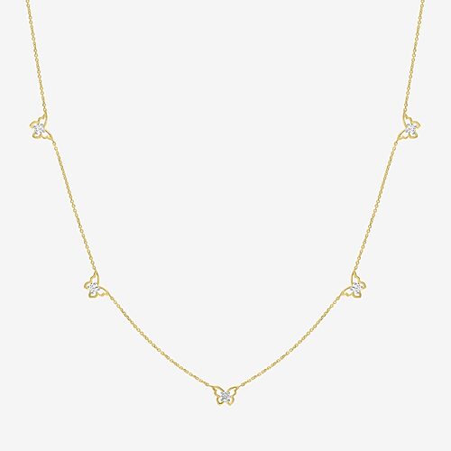 (G-H / Si2-I1) Womens 10K Gold 18 Inch Cable Chain Necklace, One Size, Yellow