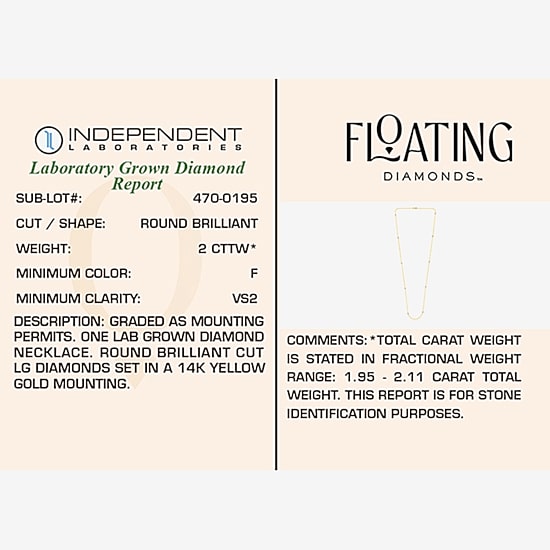 Floating Diamonds (F / Vs2) Womens 14K Gold 24 Inch Cable Chain Necklace