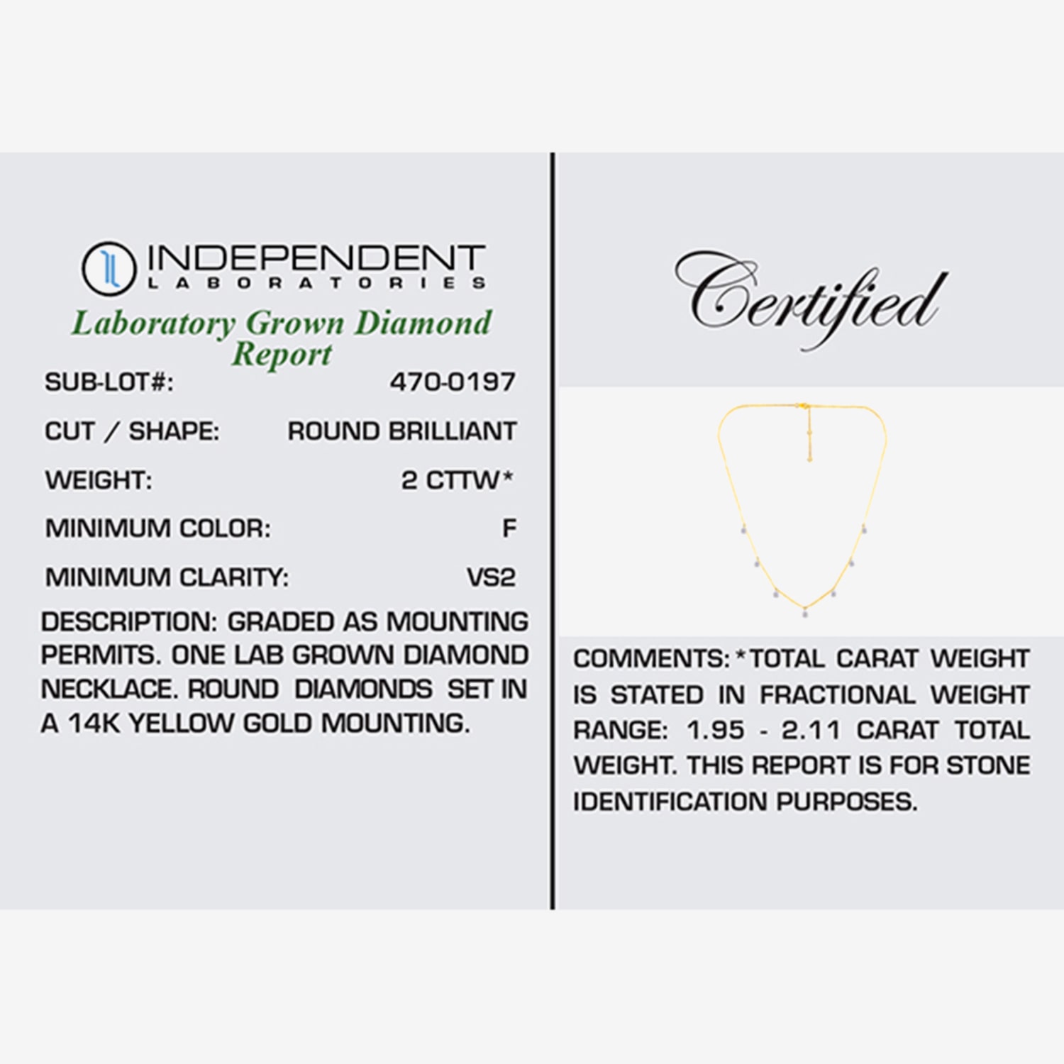 Floating Diamonds (F / Vs2) Womens 14K Gold 18 Inch Cable Chain Necklace