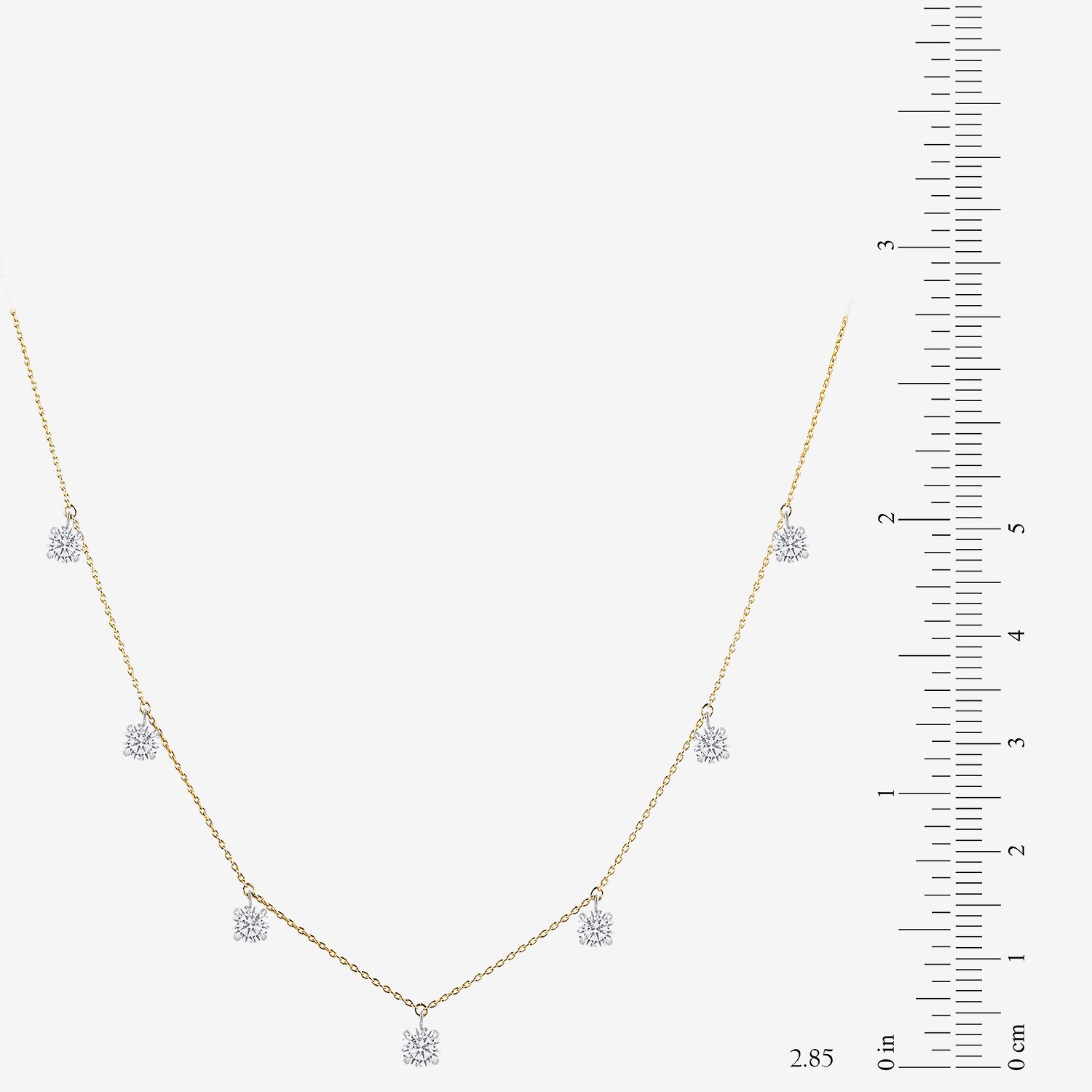 Floating Diamonds (F / Vs2) Womens 14K Gold 18 Inch Cable Chain Necklace