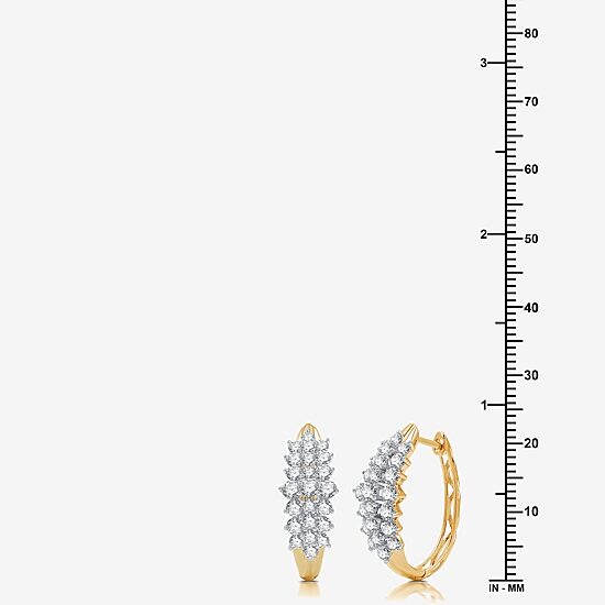 Womens 2 CT. T.W. Lab Grown White Diamond 10K Gold 22.7mm Hoop Earrings